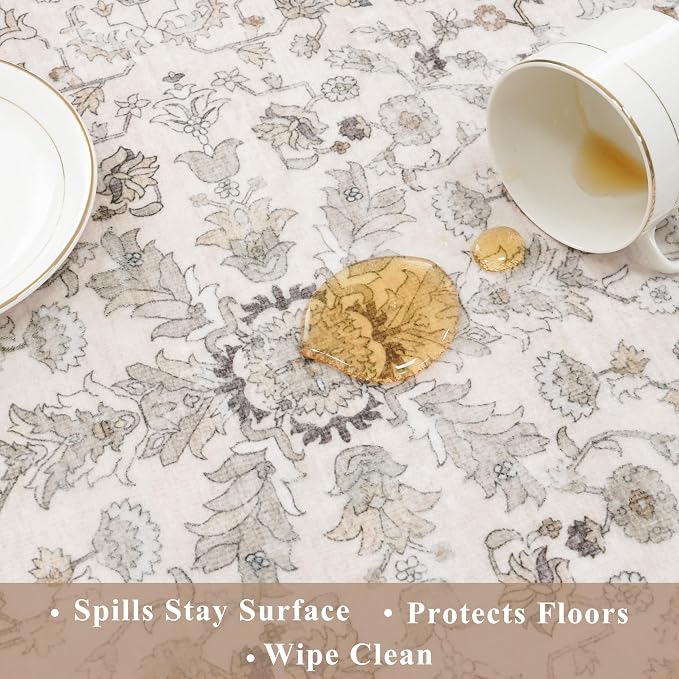 3x8 Hallway Runner Rug Washable Non-Slip – Boho Floral Soft Wide Carpet Runner - Image 6
