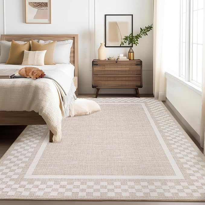 Small Bedroom Area Rug 3x5 Checkered Area Rug by GarveeHome