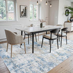 Area Rug 10x14 Living Room Rug Washable: No-Slip Abstract Soft Thin Large Blue - Image 5