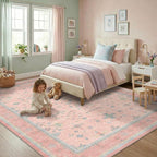 Pink Rugs for Bedroom Girls, 5x7 Washable Area Rug for Living Room Nursery Kids - Image 3