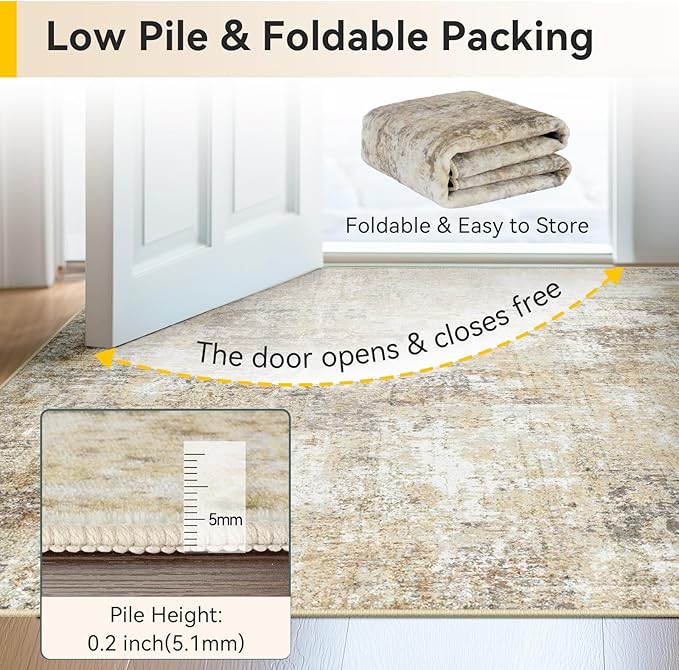 RELEANY Washable Area Rugs 2'x6' Non-Slip Modern Abstract Soft - Image 6