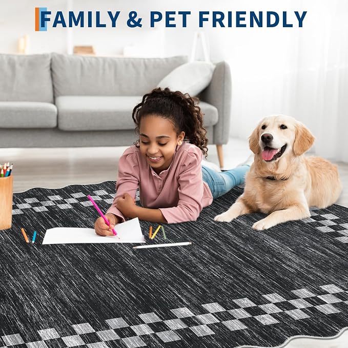 GarveeHome Scalloped Round Rug 4ft Modern Solid Color Circle Rugs Non Slip Low - Image 3