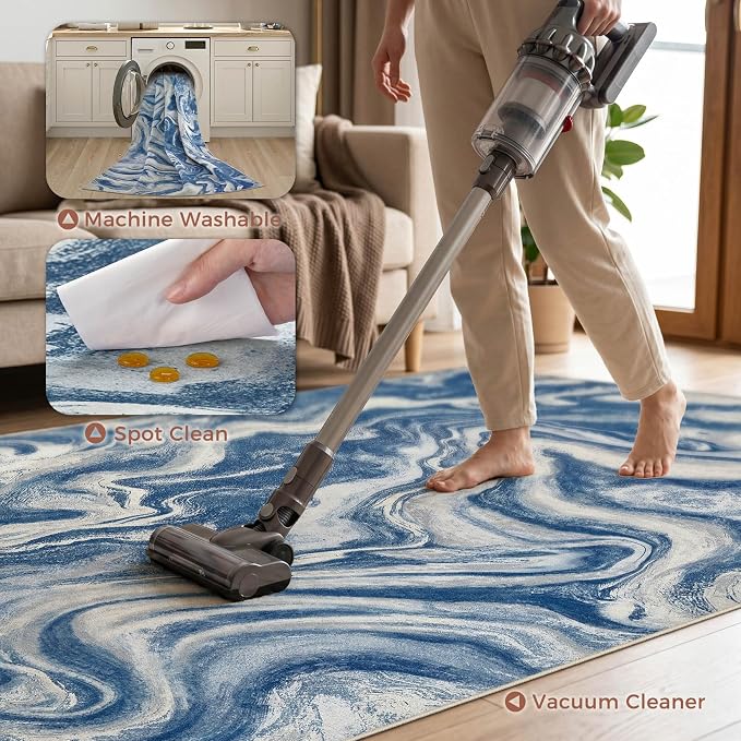 DMOYEST 8x10 Area Rug for Living Room:Washable Modern Neutral Abstract Rug - Image 4