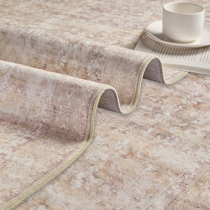 Latte&Fog 8x10 Area Rugs for Living Room, Washable Beige Rugs for Bedroom - Image 8