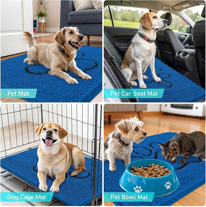 OLANLY Dog Door Mat for Muddy Paws 48x30, Paw Print Design, Absorbs Moisture - Image 7