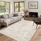 Rugxara 5X7 Washable Area Rug for Living Room, Vintage Neutral Large Boho Rugs - Image 2