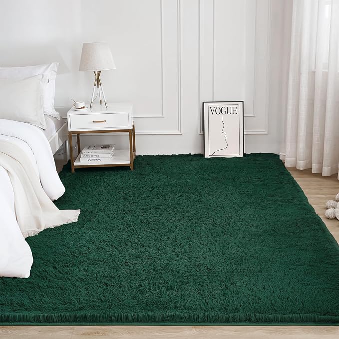 Litanika 6x9 Shag Area Rug for Living Room Bedroom, Emerald Dark Green High - Image 2