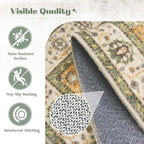 Area Rug 6x9 Washable Rug, Vintage Boho Medallion Rugs Non-Slip Soft Low Pile - Image 7