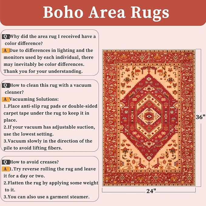SERISSA Boho Rugs for Entryway, 2x3 Washable Non-Slip Entryway Rug Small Area - Image 2