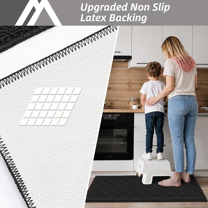 COSY HOMEER 60x24Inch/35X24Inch Kitchen Rugs Sets Non-Slip Washable Kitchen Mats - Image 4
