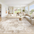 Area Rug 10x14 Washable Rug, Vintage Boho Medallion Rugs Non-Slip Soft Low Pile by VECARF