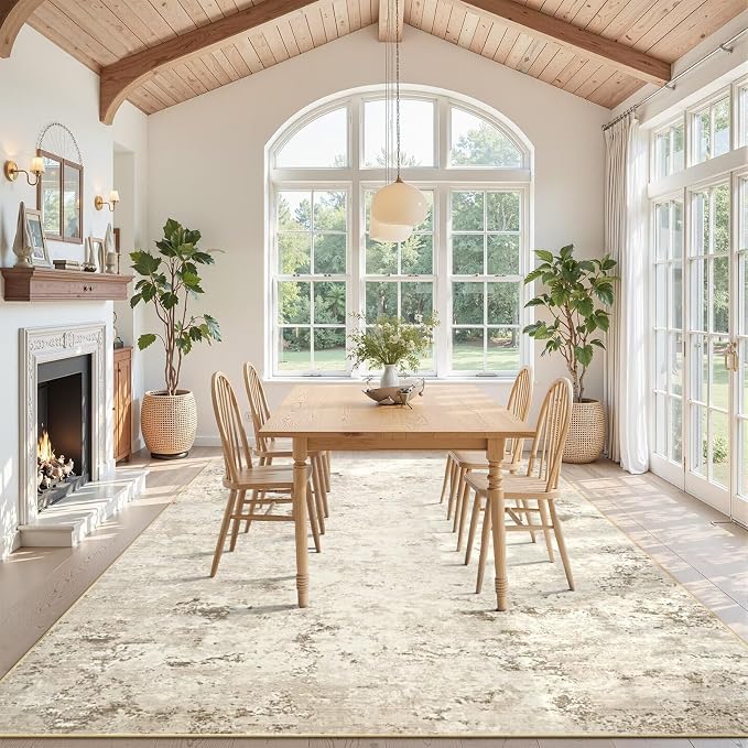 Toneed Abstract Area Rug 7x10 Modern Washable Rug Soft Non Slip Rug Low Pile - Image 2