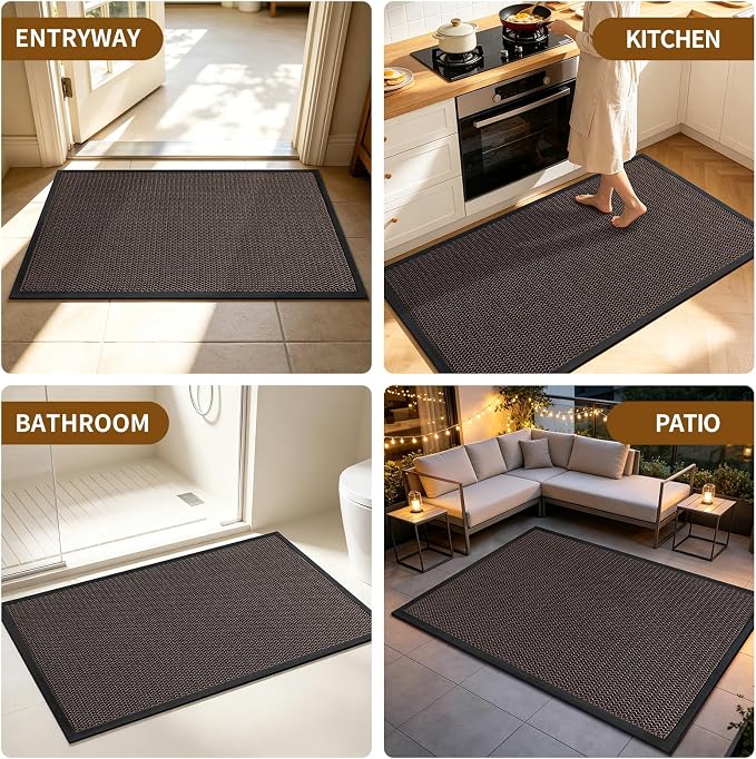 Front Door Mat, Heavy Duty Non-Slip Rubber Dirt Trapper, Quick-Dry Low-Profile - Image 7