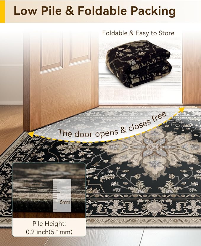 RELEANY Area Rugs Runner 2'6"x14' Washable Non-Slip, Floral Vintage Distress - Image 4