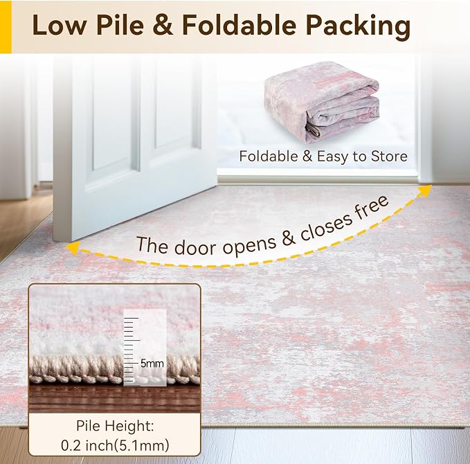 RELEANY Washable Area Rugs 6ft Non-Slip Modern Abstract Soft - Image 7