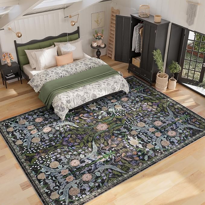 AMTOVO 6x9 Washable Area Rugs for Living Room, Non-Slip Large Soft Boho Floral - Image 4