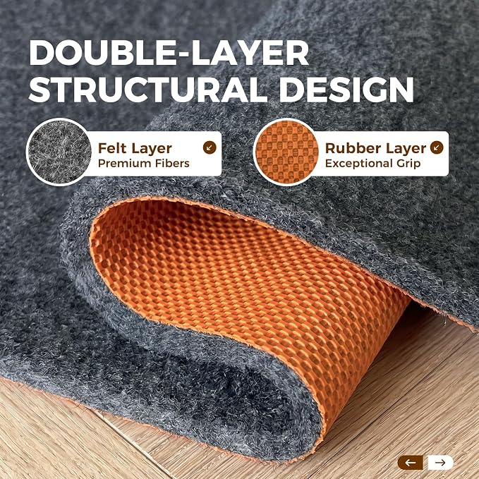 Rug Pad 4 x 6 Ft Non-Slip, Felt and Natural Rubber Backing, 1/4" Thick - Image 6