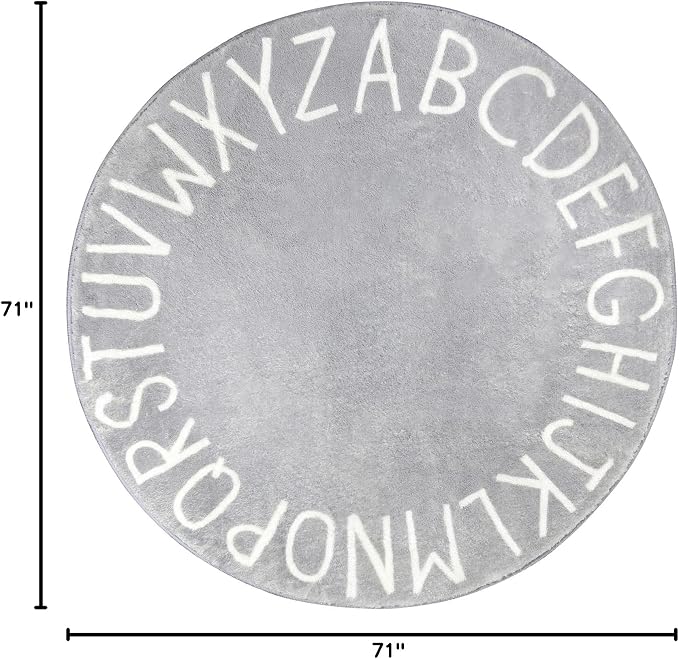 Topotdor Round Kids Play Rug Alphabet Nursery Area Rug Extra Large Soft - Image 3