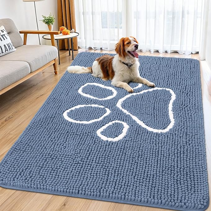 Smiry Dog Door Mat for Muddy Paws, Absorbent Dirt Trapper Non Slip Quick Dry by Smiry