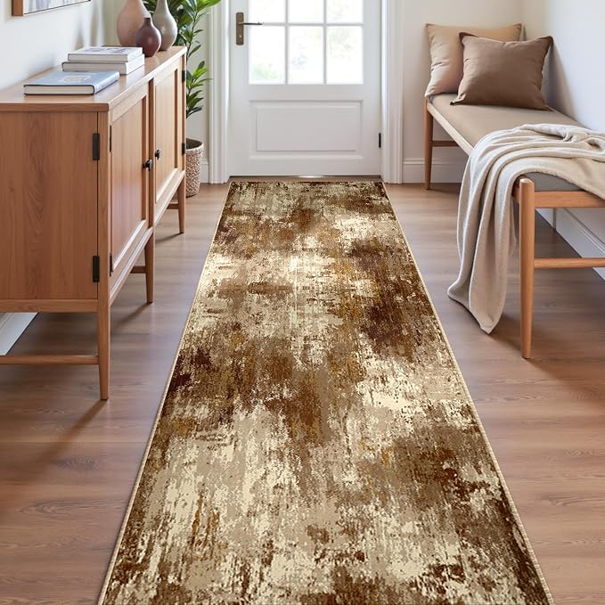 RELEANY Washable Area Rugs 2'x8' Non-Slip Modern Abstract Soft by RELEANY