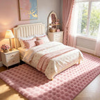 Dusty Rose Rabbit Plush Rug 6'x9', Fluffy Faux Fur Shaggy Area Rug - Image 2