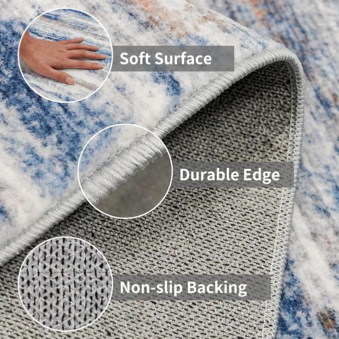 2'6''x10' Washable Runner Rugs for Hallway: Easy-to-Clean Abstract Runners for - Image 4