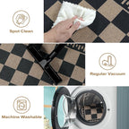 Checkered Easy Jute 4x6 Outdoor Patio Rug, Washable Indoor Outdoor Black - Image 5