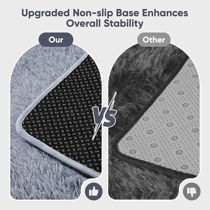 Area Rug for Living Room Bedroom: 6x9 Grey Soft Fluffy Shag Upgrade Non-Slip - Image 6