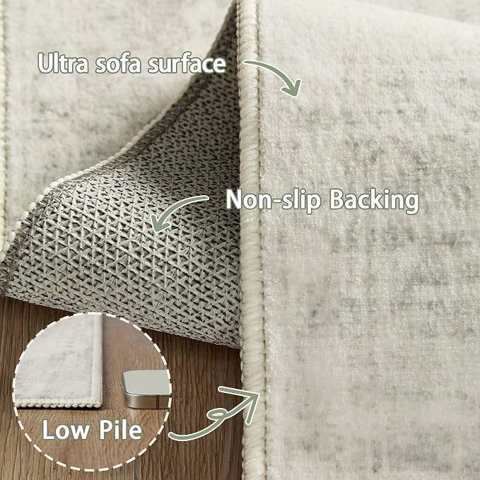 Latte&Fog Vintage 5x7 Washable Area Rugs, Ivory Rug - Image 8