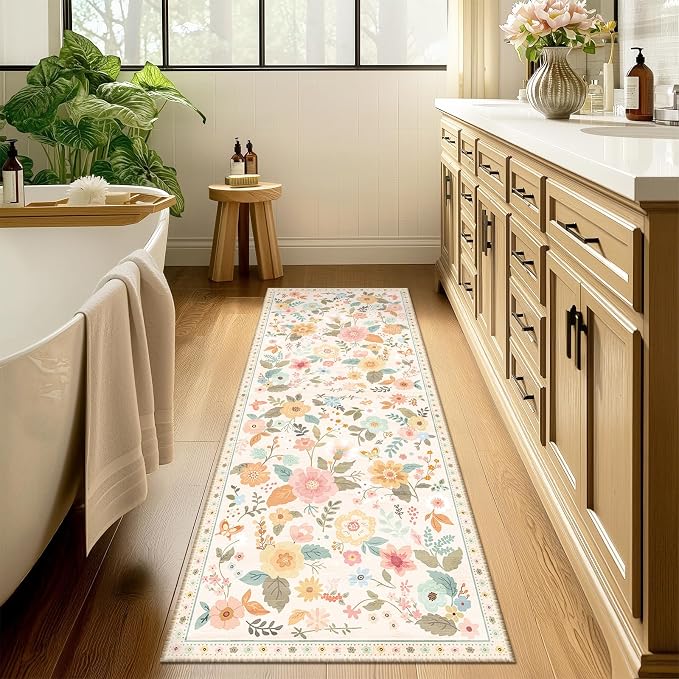 RELEANY Floral 2x8 Area Rugs Washable Print Boho Cute Carpet Non Slip Flower - Image 8
