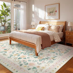 8x10 Area Rugs, Washable Floral Rug, Low Pile Non-Slip Carpet, Flower Rug - Image 7