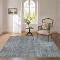 Latte&Fog 3x5 Entryway Rug, Vintage Blue Washable Area Rug, Boho Non Slip Low by LatteFog