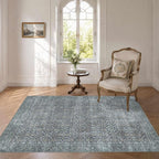 Latte&Fog 3x5 Entryway Rug, Vintage Blue Washable Area Rug, Boho Non Slip Low by LatteFog