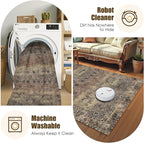 Washable Area Rug 6' x 9' Vintage Traditional Persian Mat - Image 7