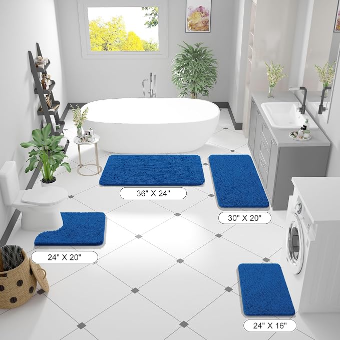OLANLY Small Bathroom Rugs 24x16, Soft Absorbent Chenille Bath Rugs, Rubber - Image 3