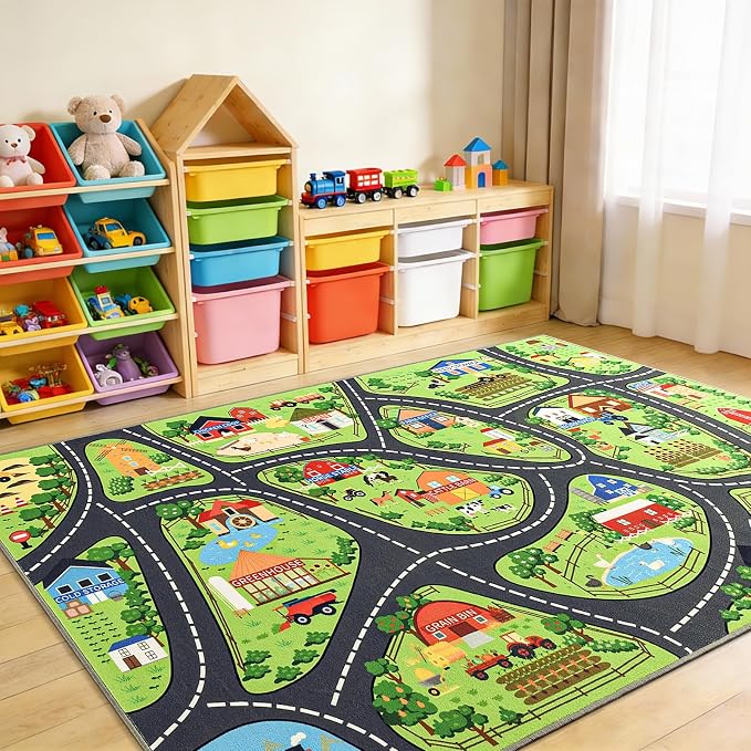 Farmyard Adventure Play Rugs, Educational and Fun Farm Play Mat by BBENRON