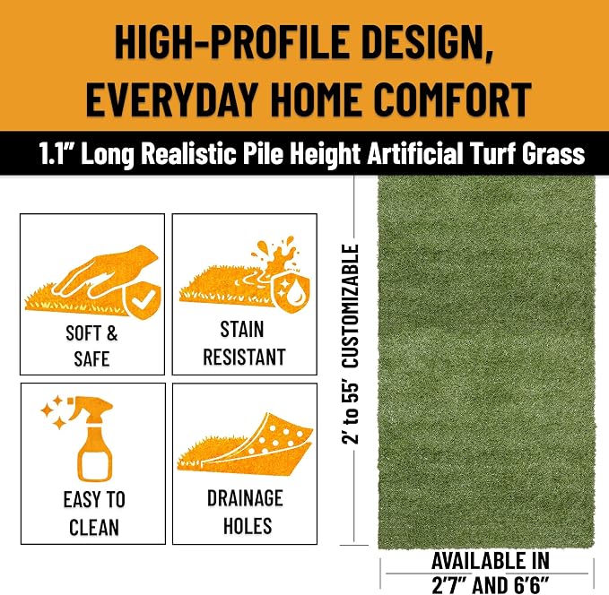Ottomanson Artificial Turf Natural 78" x 26', Realistic Grass Carpet - Image 6