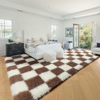 KICMOR Rugs for Living Room 8x10, Large Fluffy Fuzzy Brown and Cream White - Image 3