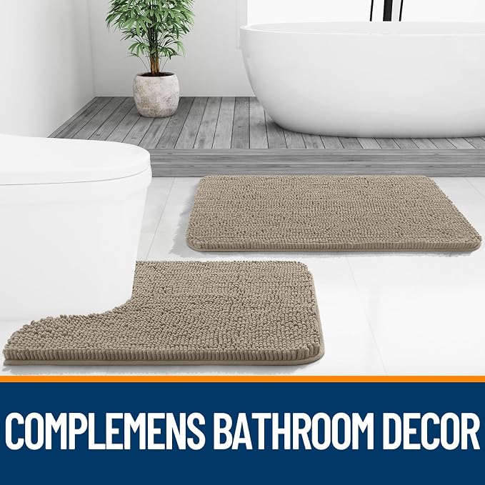 OLANLY Small Bathroom Rugs 24x16, Extra Soft Absorbent Chenille Bath Rugs - Image 7