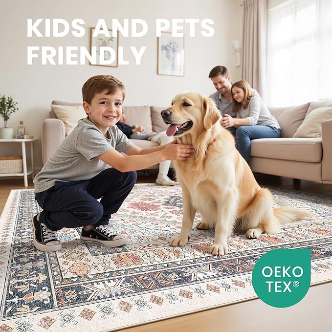 zesthome 5x8 Area Rugs for Living Room, Non-Slip Backing Washable Rugs - Image 7