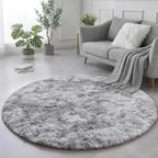 Amdrebio Tie-Dyed Light Grey Round Area Rug 4Ft - Image 4