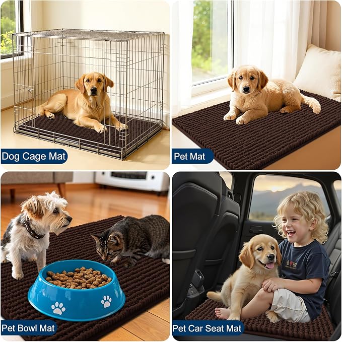 OLANLY Dog Door Mat for Muddy Paws 47x20, Ultra Absorbent Chenille Mud Doormat - Image 7