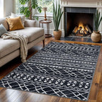 KUTA Bedroom Boho Rug 4x6 Black, Moroccan Washable Area Rugs Non Slip, Ultra - Image 2