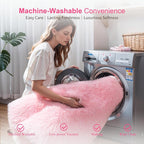 KICHOWUA Thick Area Rug 5x8 Pink Fluffy Fuzzy - Image 5