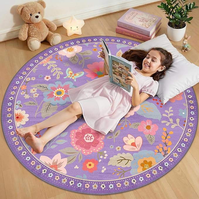 RELEANY Floral 4ft Area Rugs Washable Print Boho Cute Carpet Non Slip Flower - Image 3