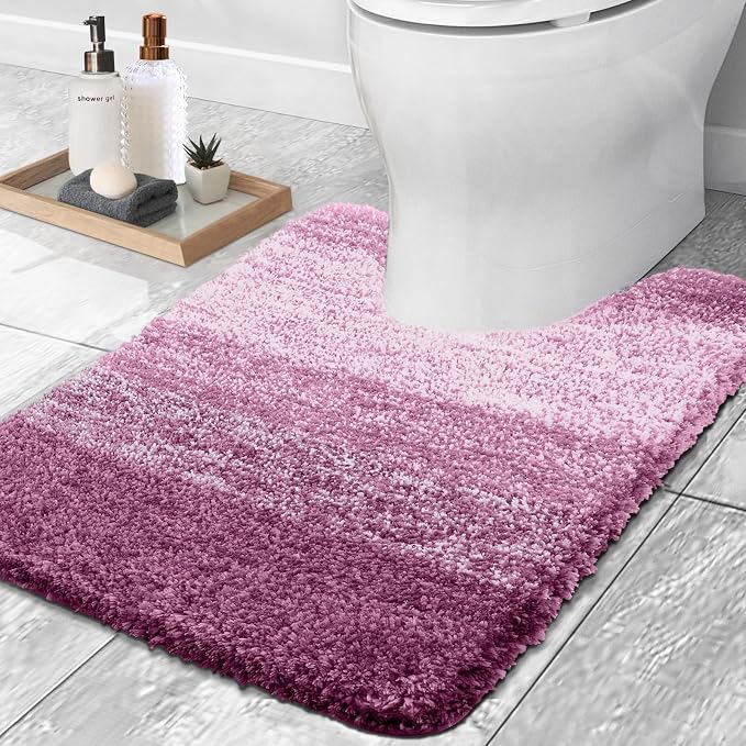 OLANLY Luxury Toilet Rugs U-Shaped 24x24, Extra Soft and Absorbent Microfiber by OLANLY