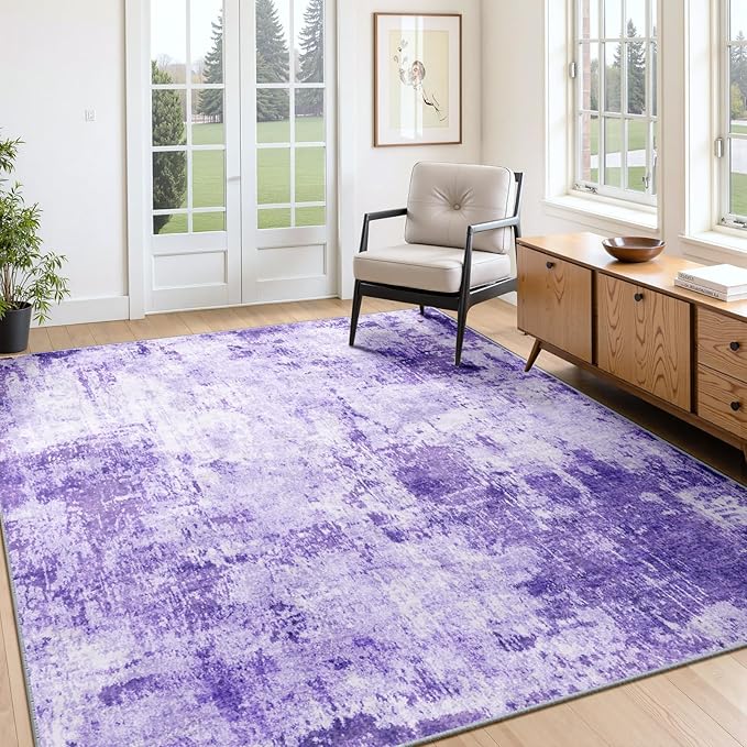RELEANY Washable Area Rugs 4'x6' Non-Slip Modern Abstract Soft by RELEANY