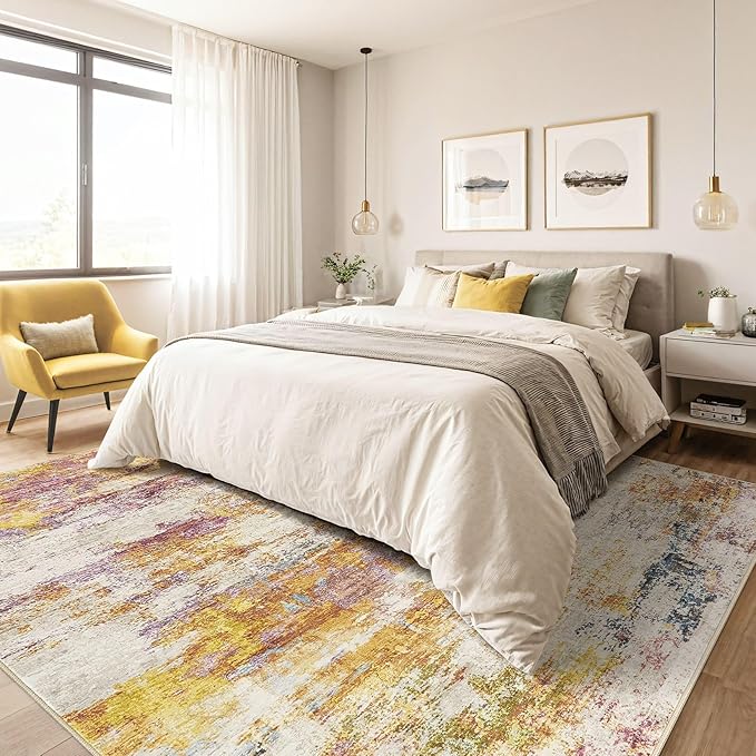 10X12 Area Rugs Living Room: Washable Large Abstract Modern Soft Stain - Image 4