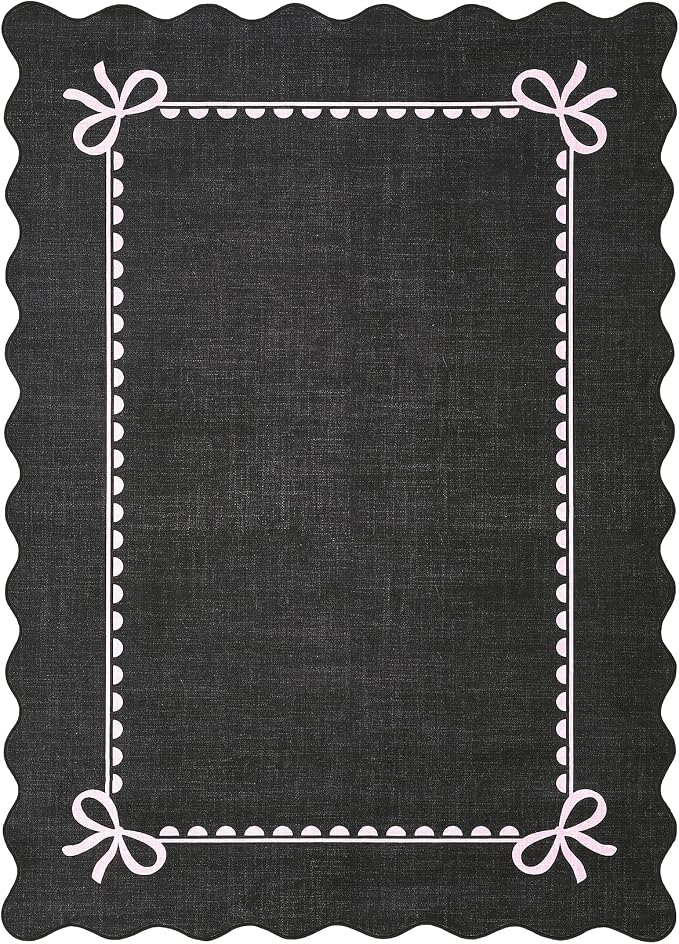 GarveeHome Scalloped Bow Rug for Kitchen Floor, Solid Rug for Dorm, Washable - Image 4