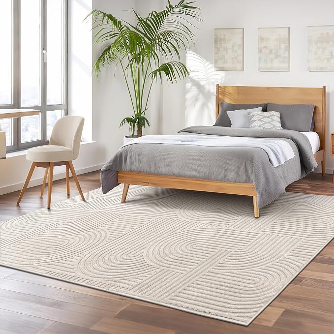Pauwer 6x9 Washable Area Rugs for Living Room Modern Beige Solid Color Soft - Image 8